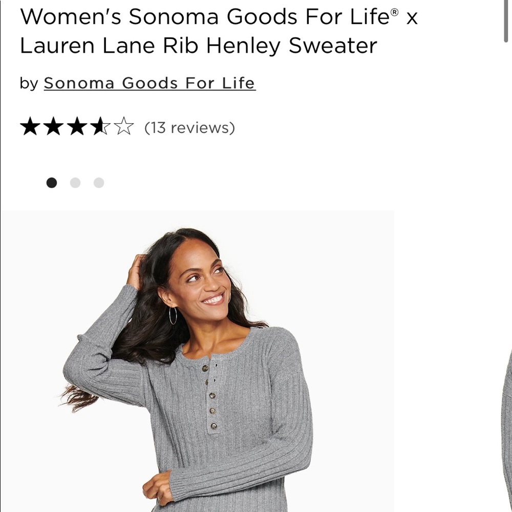 Lauren Lane x Sonoma rib Henley sweater